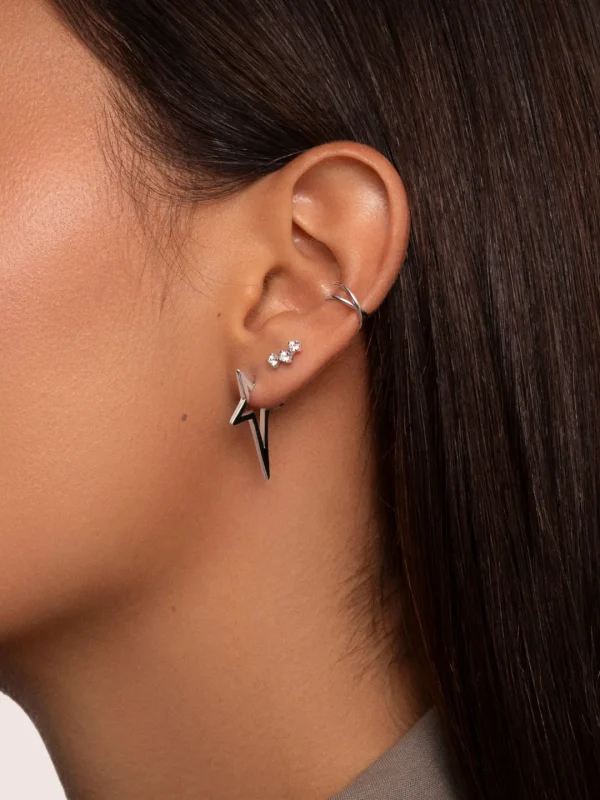 Hot SINGULARU Pendiente Suelto Ear Cuff Cross Plata