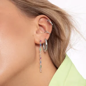 Hot SINGULARU Pendiente Suelto Ear Cuff Cross Plata
