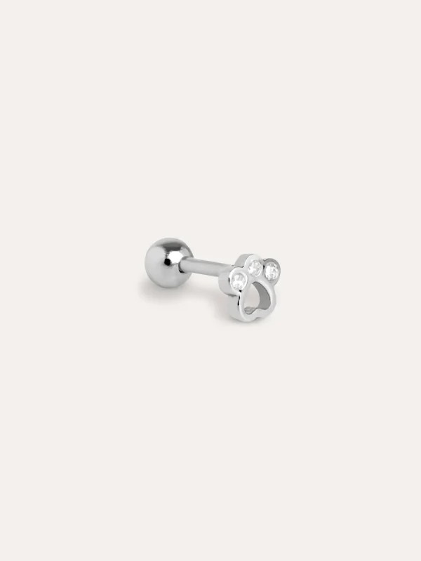 Fashion SINGULARU Pendiente Suelto Mini Paw Plata
