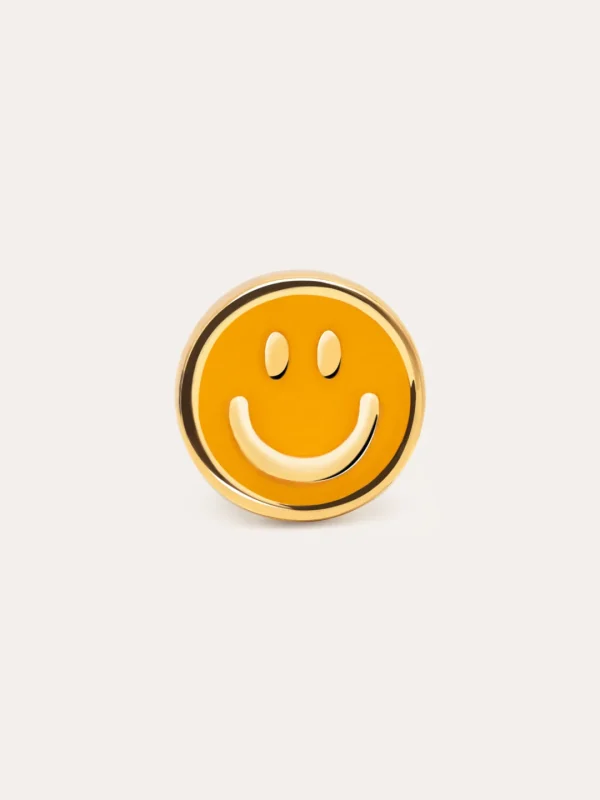 Outlet SINGULARU Pendiente Suelto Smiley Yellow Enamel Plata Baño Oro
