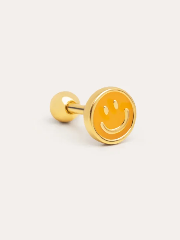 Outlet SINGULARU Pendiente Suelto Smiley Yellow Enamel Plata Baño Oro