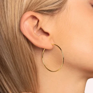 Fashion SINGULARU Pendientes Aro Ana L Plata Baño Oro