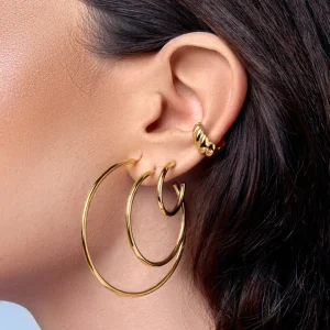 New SINGULARU Pendientes Aro Ankara Baño Oro