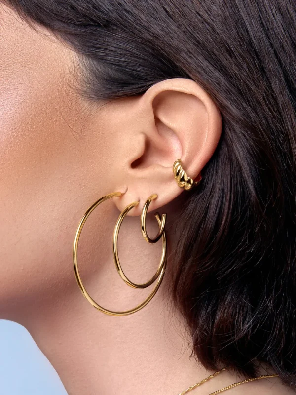 New SINGULARU Pendientes Aro Ankara Baño Oro