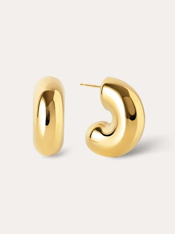 Fashion SINGULARU Pendientes Aro Balloon Acero Baño Oro