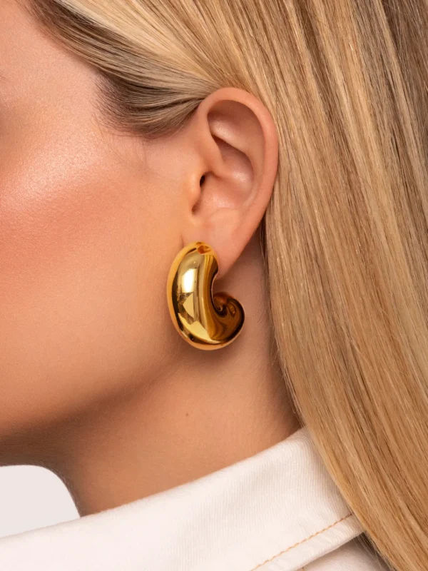 Fashion SINGULARU Pendientes Aro Balloon Acero Baño Oro