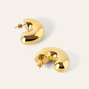 Fashion SINGULARU Pendientes Aro Balloon Acero Baño Oro