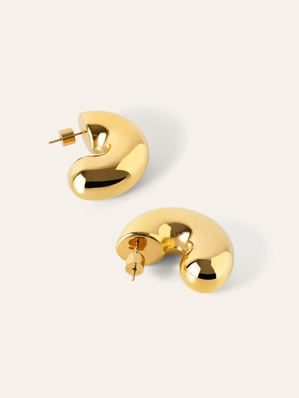 Fashion SINGULARU Pendientes Aro Balloon Acero Baño Oro