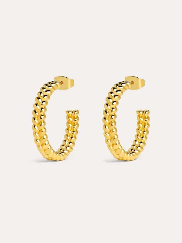 Clearance SINGULARU Pendientes Aro Cord Baño Oro