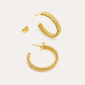 Clearance SINGULARU Pendientes Aro Cord Baño Oro