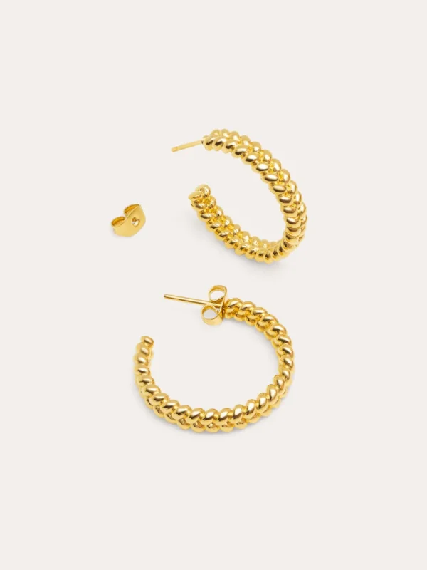 Clearance SINGULARU Pendientes Aro Cord Baño Oro