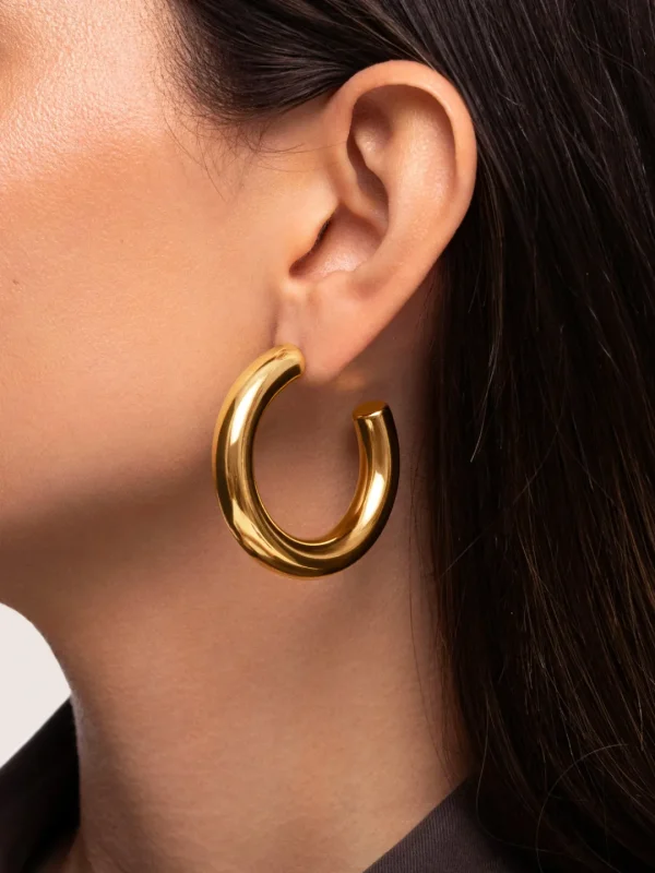 Fashion SINGULARU Pendientes Aro El Cairo Acero Baño Oro