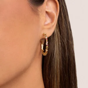 Fashion SINGULARU Pendientes Aro Estellar Colors L Baño Oro
