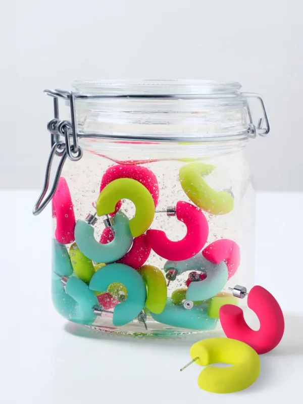 Online SINGULARU Pendientes Aro Gummy Lima Acero