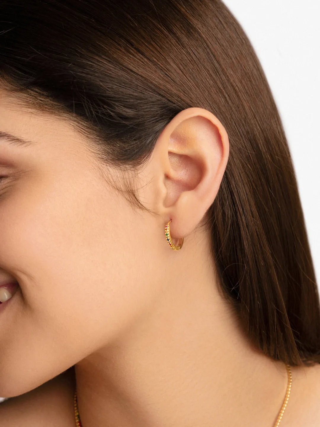 New SINGULARU Pendientes Aro L Colors Plata Baño Oro