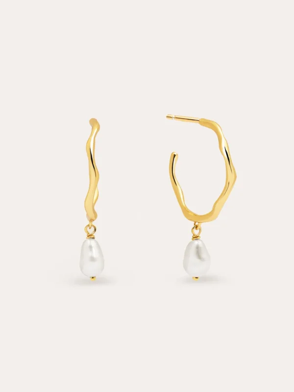 Fashion SINGULARU Pendientes Aro Menorca Pearl Baño Oro