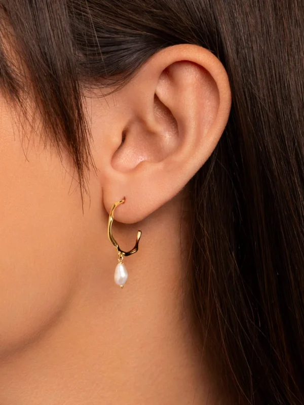 Fashion SINGULARU Pendientes Aro Menorca Pearl Baño Oro