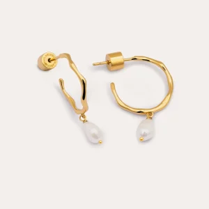 Fashion SINGULARU Pendientes Aro Menorca Pearl Baño Oro