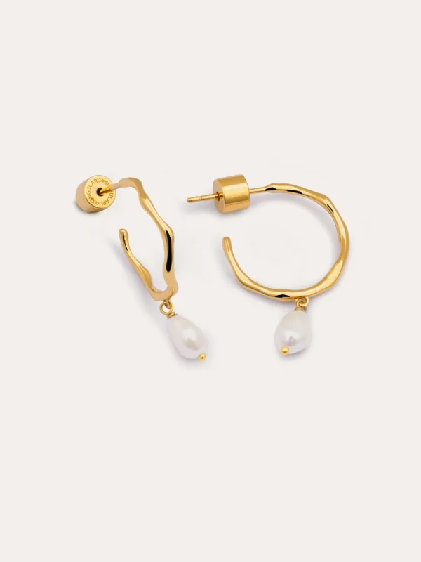 Fashion SINGULARU Pendientes Aro Menorca Pearl Baño Oro