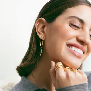 Fashion SINGULARU Pendientes Aro Menorca Pearl Baño Oro