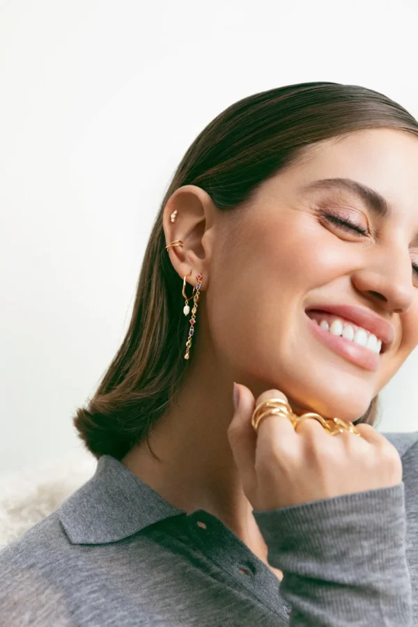 Fashion SINGULARU Pendientes Aro Menorca Pearl Baño Oro