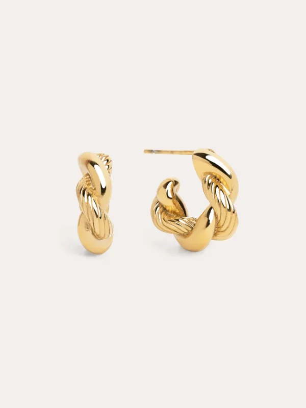 Online SINGULARU Pendientes Aro Mini Twist Rope Acero Baño Oro