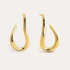 Fashion SINGULARU Pendientes Aro Organic Hook Acero Baño Oro