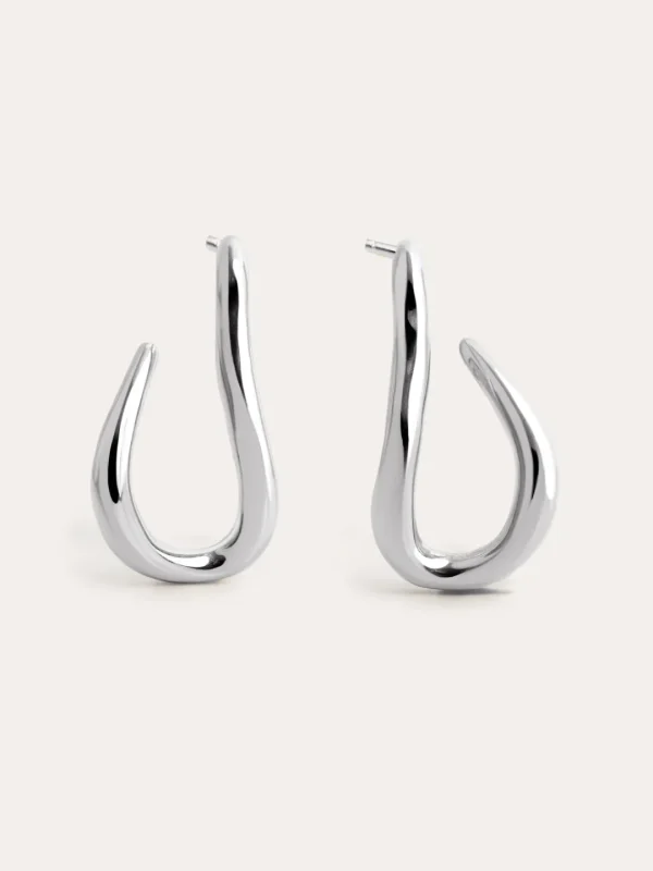 Fashion SINGULARU Pendientes Aro Organic Hook Acero