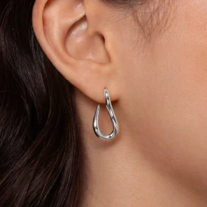 Fashion SINGULARU Pendientes Aro Organic Hook Acero
