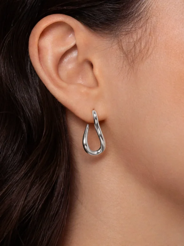 Fashion SINGULARU Pendientes Aro Organic Hook Acero
