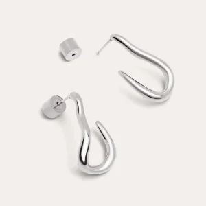 Fashion SINGULARU Pendientes Aro Organic Hook Acero