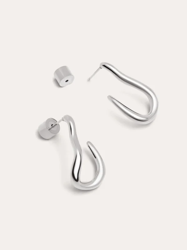 Fashion SINGULARU Pendientes Aro Organic Hook Acero