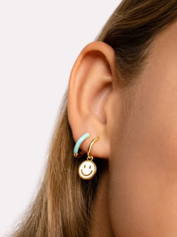 Hot SINGULARU Pendientes Aro Sky Enamel Baño Oro