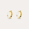 Outlet SINGULARU Pendientes Aro Spark White Enamel Baño Oro