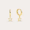 New SINGULARU Pendientes Aro Star White Enamel Plata Baño Oro