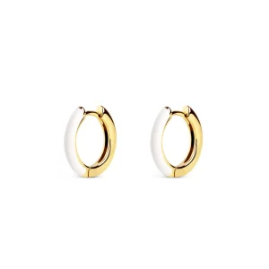 Sale SINGULARU Pendientes Aro White Enamel Baño Oro