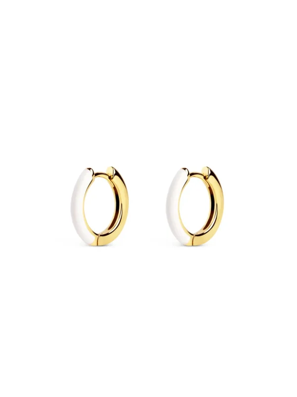 Sale SINGULARU Pendientes Aro White Enamel Baño Oro