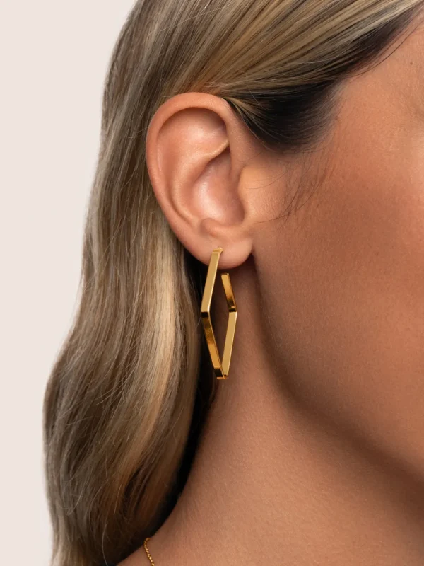 Hot SINGULARU Pendientes Big Romb Baño Oro