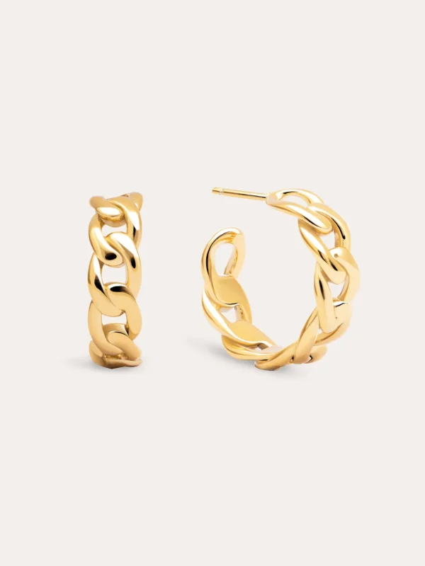 Hot SINGULARU Pendientes Chunky Eslabón Acero Baño Oro