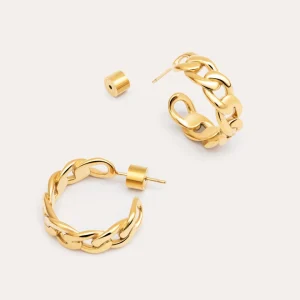 Hot SINGULARU Pendientes Chunky Eslabón Acero Baño Oro