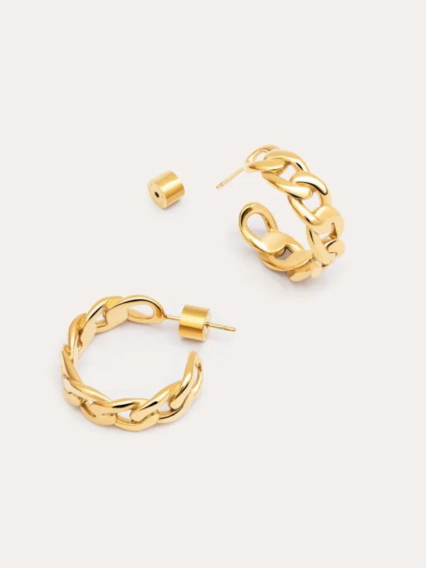Hot SINGULARU Pendientes Chunky Eslabón Acero Baño Oro