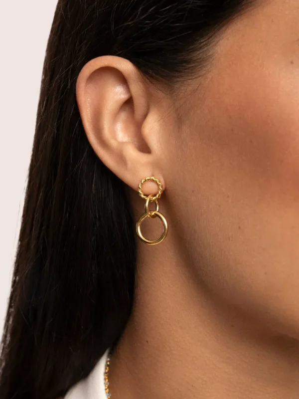 Sale SINGULARU Pendientes Circles Twist Baño Oro