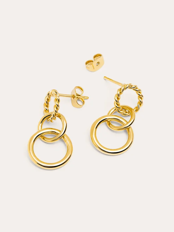 Sale SINGULARU Pendientes Circles Twist Baño Oro