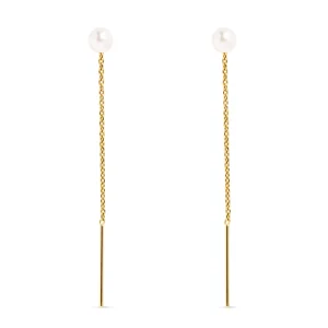 New SINGULARU Pendientes Falling Pearl Plata Baño Oro