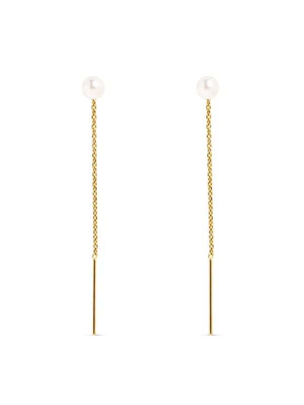 New SINGULARU Pendientes Falling Pearl Plata Baño Oro