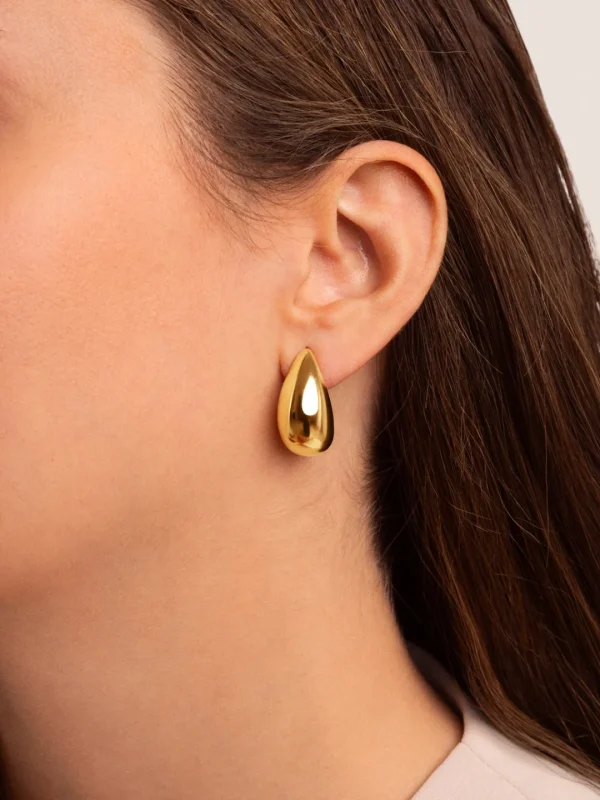 Discount SINGULARU Pendientes Gota Acero Baño Oro