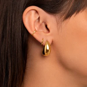 Discount SINGULARU Pendientes Gota Acero Baño Oro