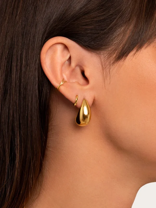 Discount SINGULARU Pendientes Gota Acero Baño Oro