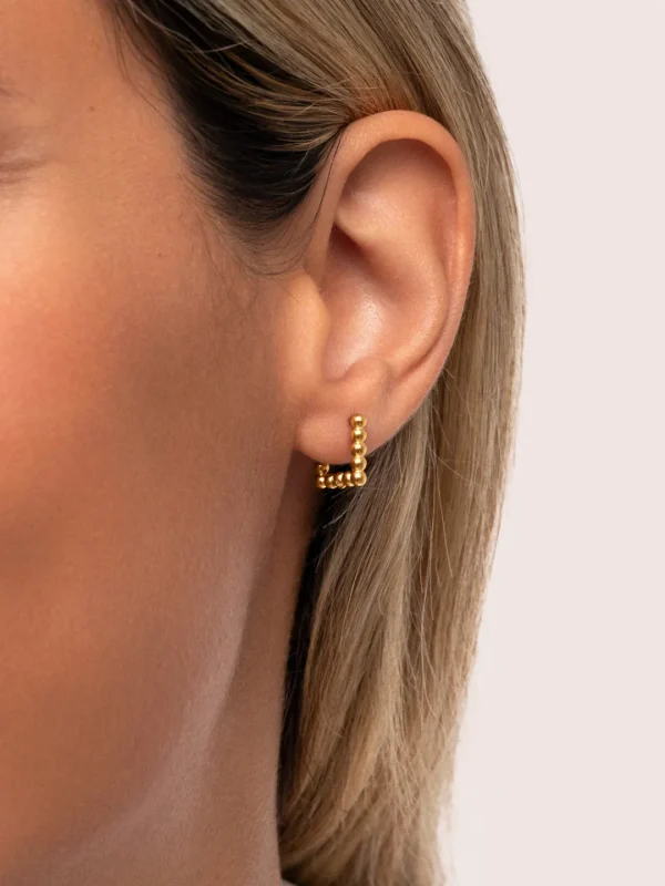 Fashion SINGULARU Pendientes Mila Dots Acero Baño Oro