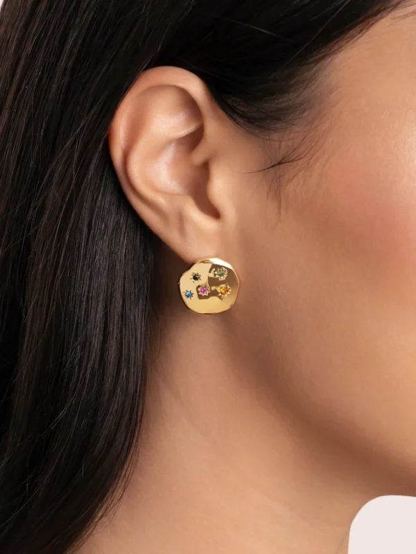 Discount SINGULARU Pendientes Nébula Acero Baño Oro